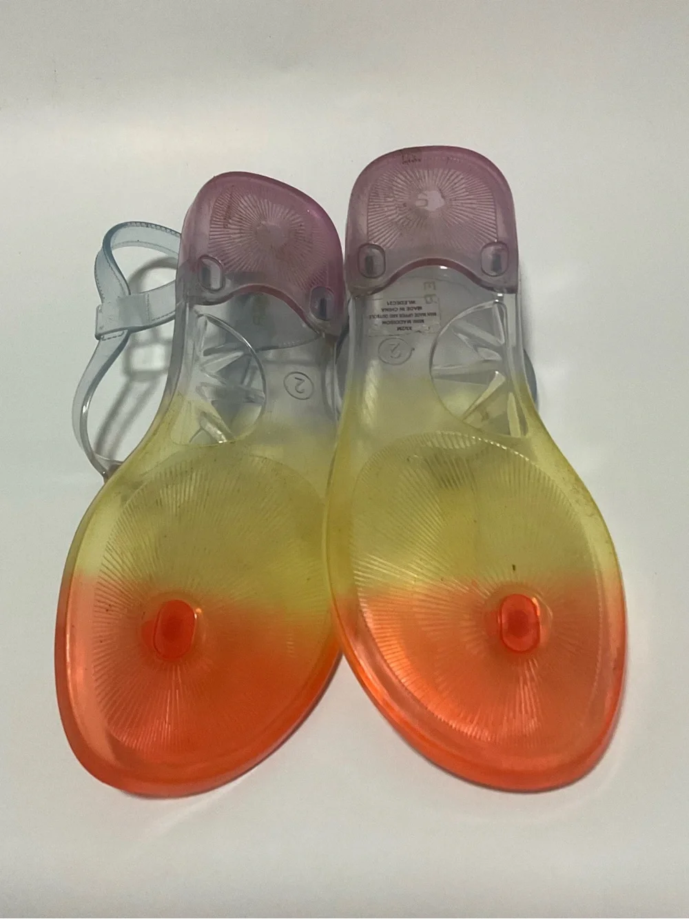 Kurt Geiger Mini Maddison Rainbow Jelly Sandals Ankle Strap Size 2 Big Kids